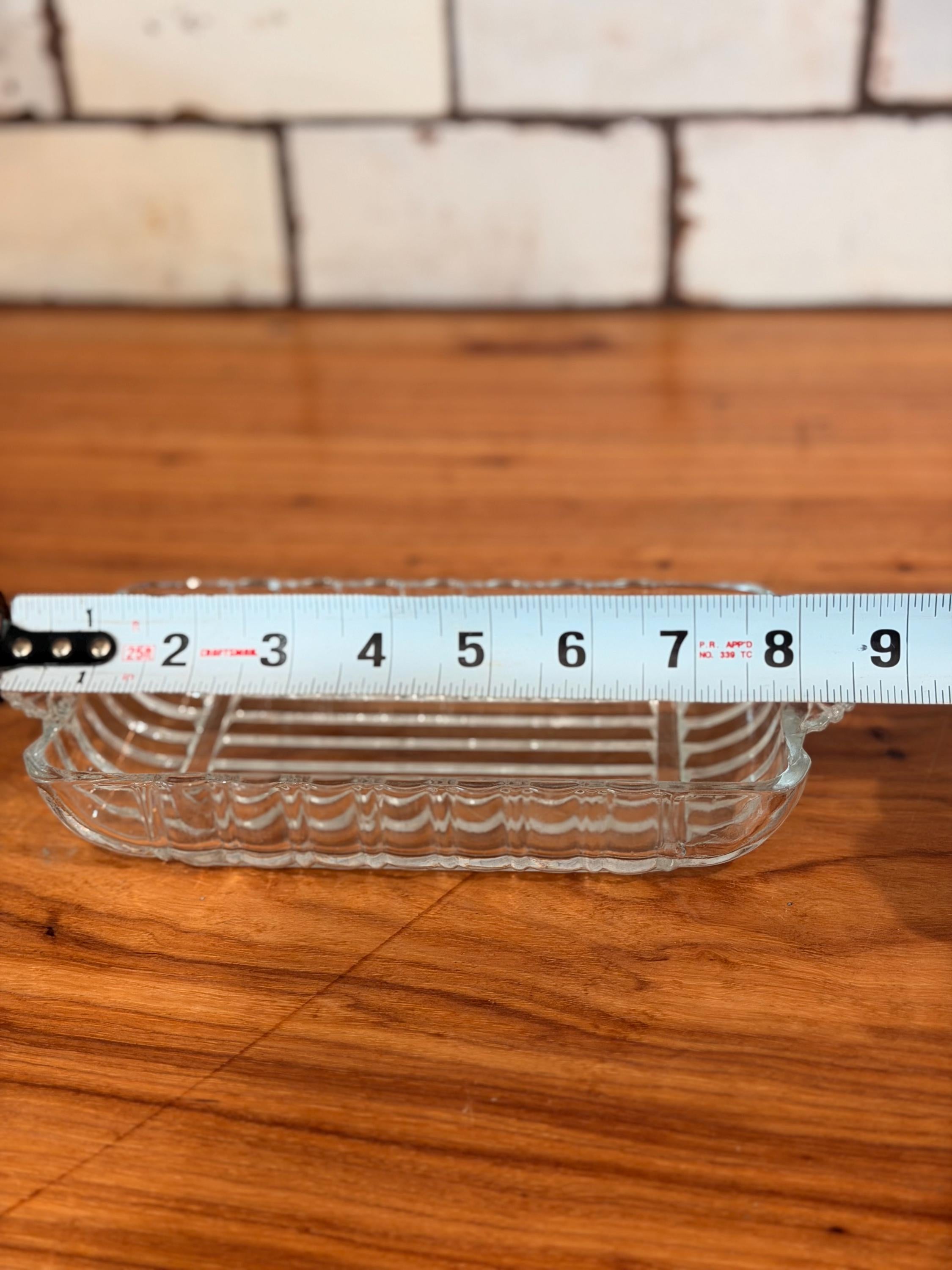 Vintage Anchor Hocking Relish Dish | Clear Pressed Glass Art Deco Tray