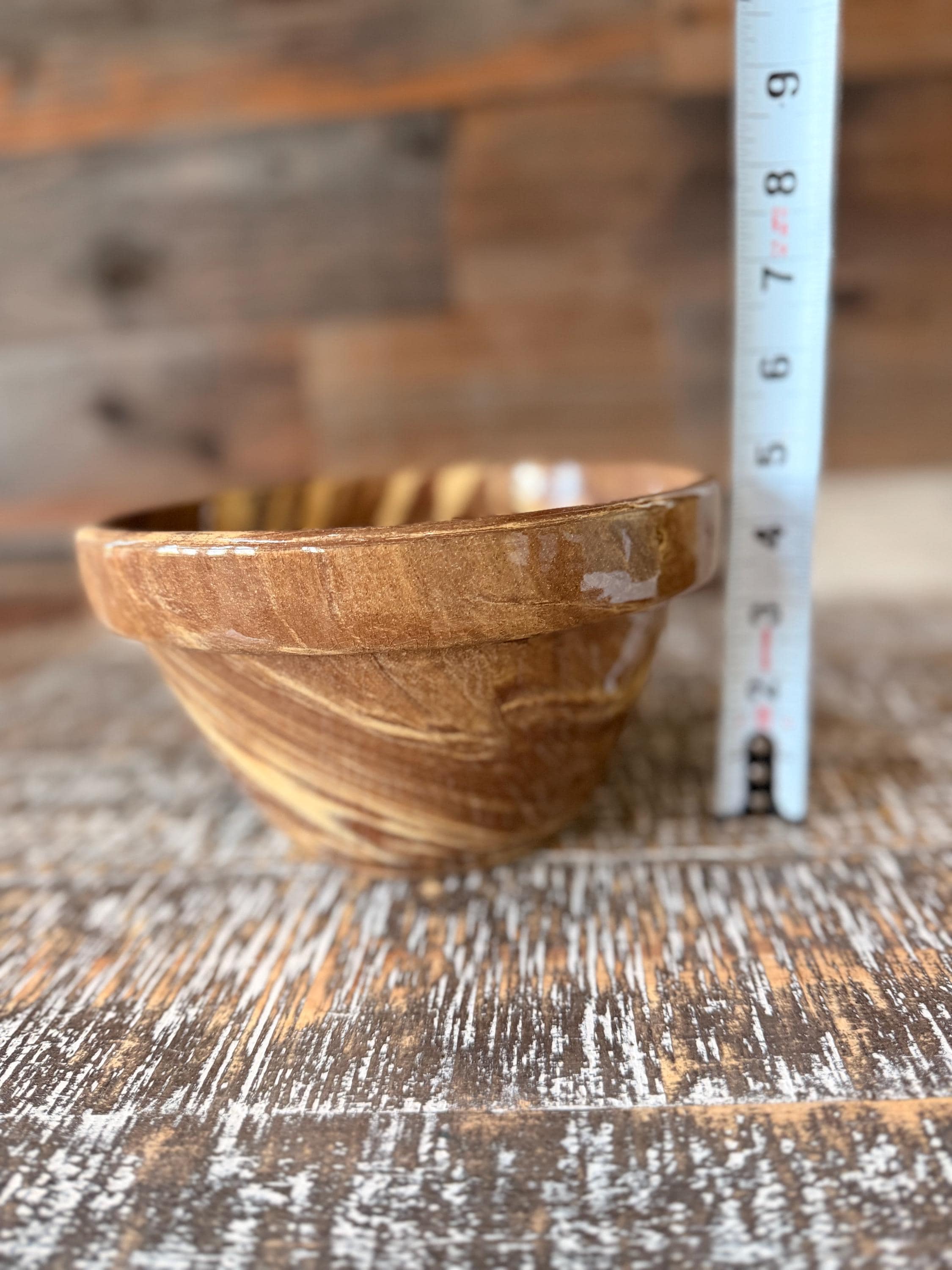 Vintage Studio Pottery Bowl | Hand Thrown Brown Marbled Stoneware Bowl