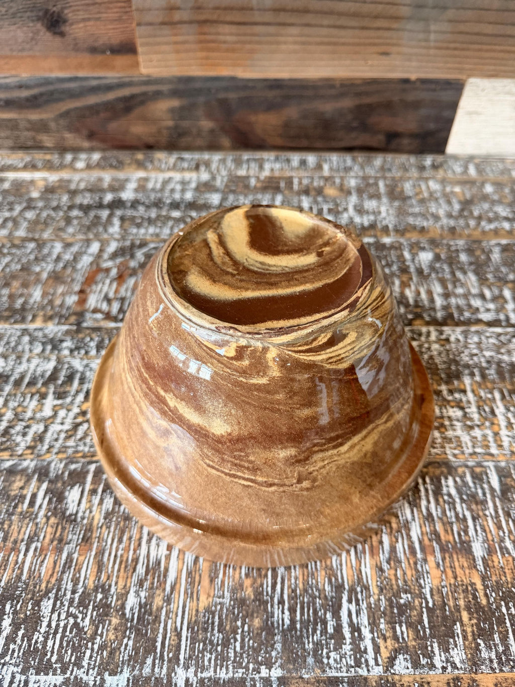 Vintage Studio Pottery Bowl | Hand Thrown Brown Marbled Stoneware Bowl