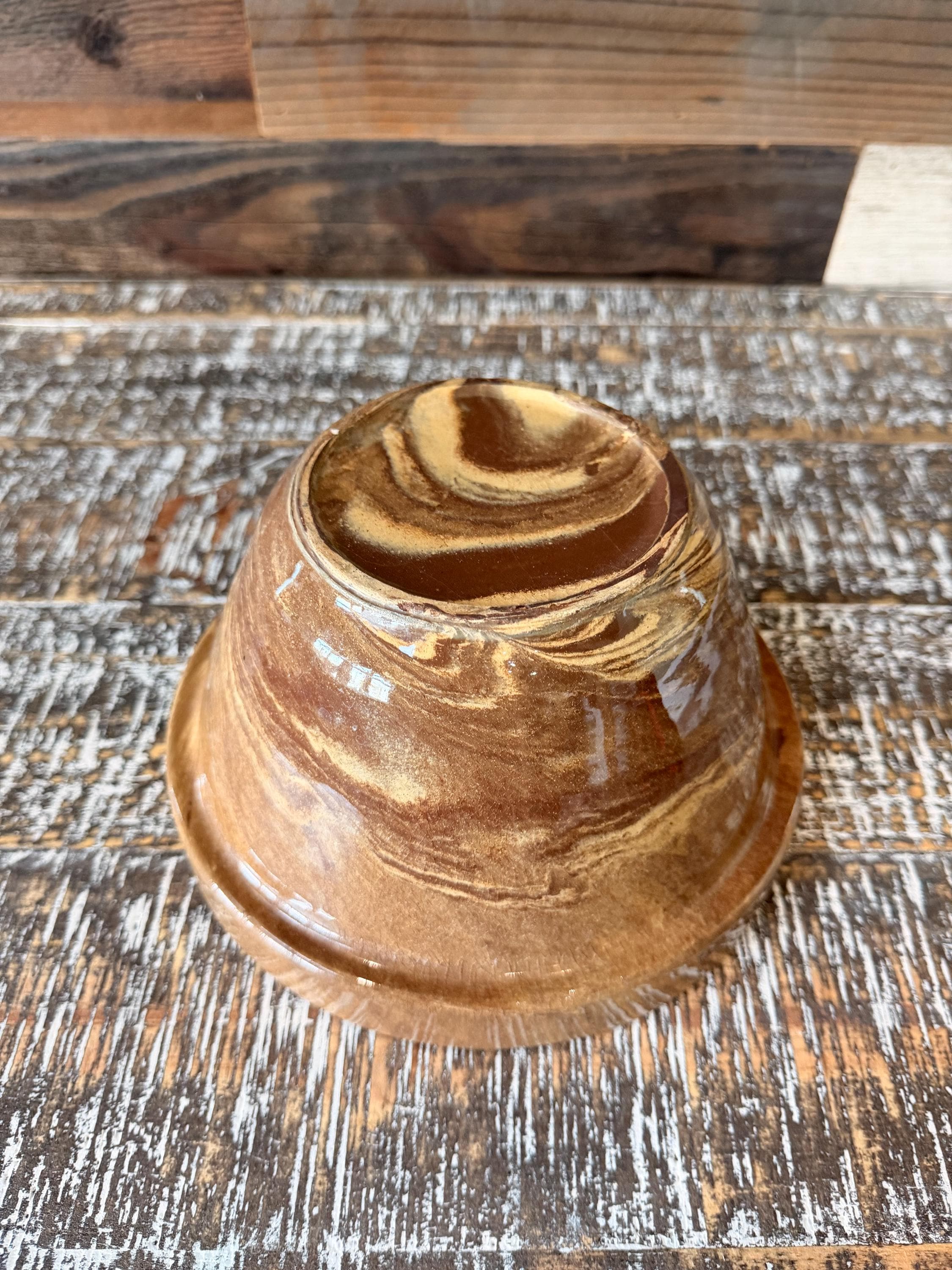 Vintage Studio Pottery Bowl | Hand Thrown Brown Marbled Stoneware Bowl