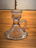 Vintage Amethyst Solarized Glass Chamberstick Candle Holder, Lavender Candlestick