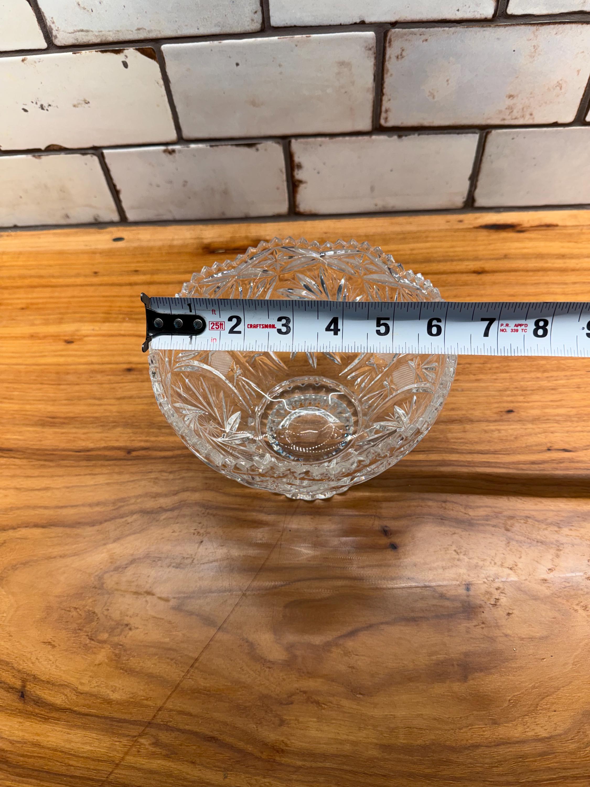Vintage Cut Crystal Pedestal Compote Bowl | Pinwheel Sawtooth Rim Candy Dish